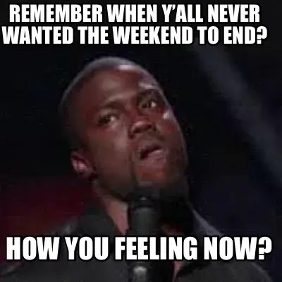 Remember When Yall Never Wanted The Weekend To End How You Feeling Now