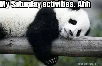 Funny My Saturday activities.  Ahh