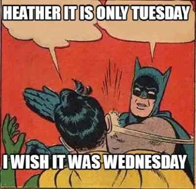 Funny Heather it is only Tuesday I wish it was Wednesday