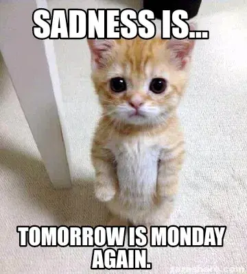 Sadness is... Tomorrow is monday again.