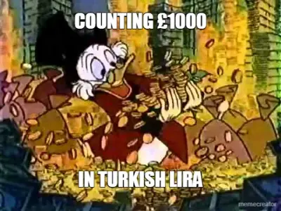 COUNTING £1000 - IN TURKISH LIRA meme