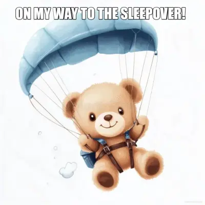 ON MY WAY TO THE SLEEPOVER! meme