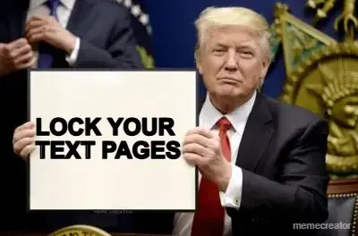 LOCK YOUR 
TEXT PAGES meme