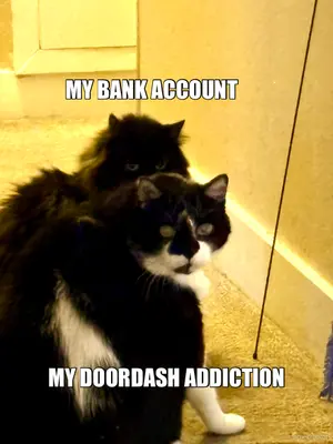 MY BANK ACCOUNT - MY DOORDASH ADDICTION meme