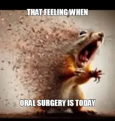 THAT FEELING WHEN - ORAL SURGERY IS TODAY meme