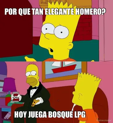 POR QUE TAN ELEGANTE HOMERO?

 - HOY JUEGA BOSQUE LPG meme