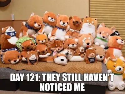 DAY 121: THEY STILL HAVEN'T NOTICED ME meme