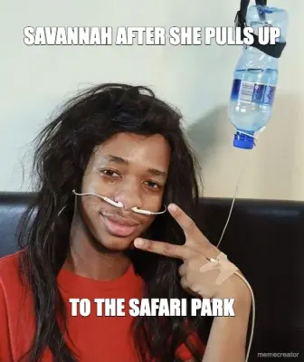 SAVANNAH AFTER SHE PULLS UP - TO THE SAFARI PARK meme