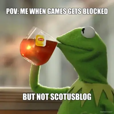 POV: ME WHEN GAMES GETS BLOCKED - BUT NOT SCOTUSBLOG meme