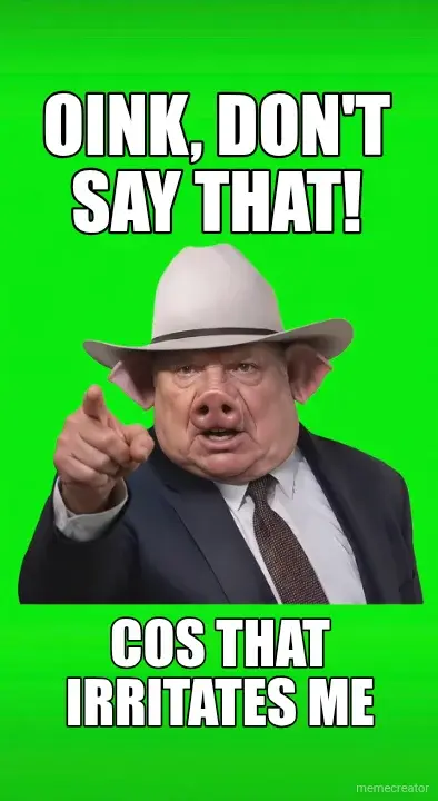 OINK, DON'T SAY THAT! - COS THAT IRRITATES ME meme