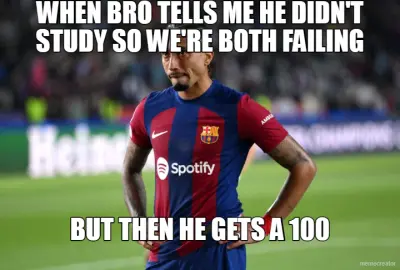 WHEN BRO TELLS ME HE DIDN'T STUDY SO WE'RE BOTH FAILING - BUT THEN HE GETS A 100 meme