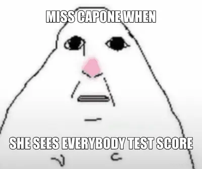 MISS CAPONE WHEN - SHE SEES EVERYBODY TEST SCORE meme