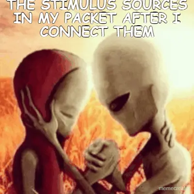 THE STIMULUS SOURCES IN MY PACKET AFTER I CONNECT THEM meme