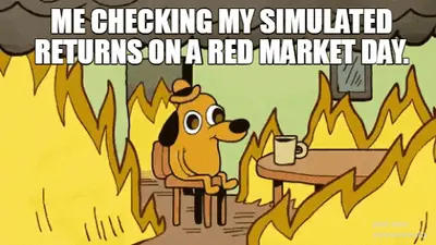 ME CHECKING MY SIMULATED RETURNS ON A RED MARKET DAY. meme