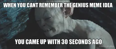 WHEN YOU CANT REMEMBER THE GENIUS MEME IDEA -  YOU CAME UP WITH 30 SECONDS AGO meme