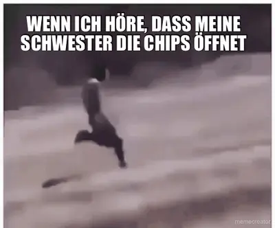 WENN ICH HÖRE, DASS MEINE SCHWESTER DIE CHIPS ÖFFNET meme
