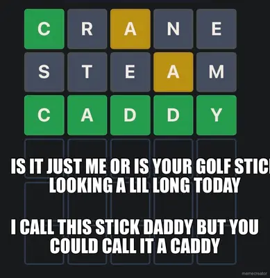 IS IT JUST ME OR IS YOUR GOLF STICK LOOKING A LIL LONG TODAY - I CALL THIS STICK DADDY BUT YOU COULD meme