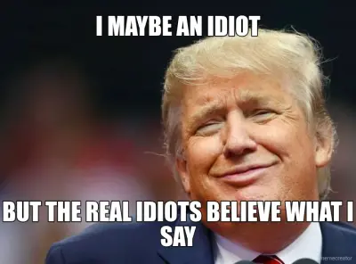 I MAYBE AN IDIOT - BUT THE REAL IDIOTS BELIEVE WHAT I SAY meme