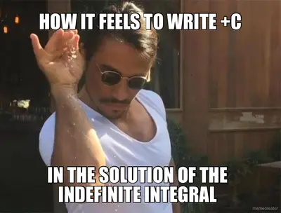 HOW IT FEELS TO WRITE +C - IN THE SOLUTION OF THE INDEFINITE INTEGRAL meme