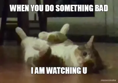 WHEN YOU DO SOMETHING BAD - I AM WATCHING U meme