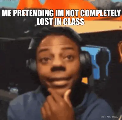 ME PRETENDING IM NOT COMPLETELY LOST IN CLASS meme