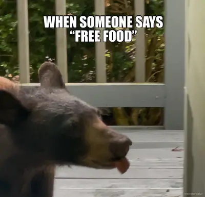 WHEN SOMEONE SAYS “FREE FOOD” meme