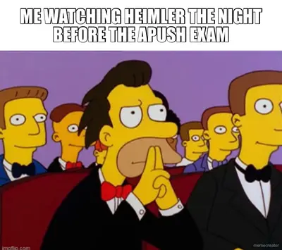 ME WATCHING HEIMLER THE NIGHT BEFORE THE APUSH EXAM meme