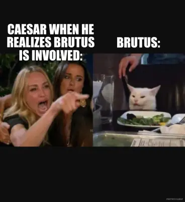 CAESAR WHEN HE REALIZES BRUTUS IS INVOLVED: - BRUTUS: meme