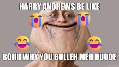 HARRY ANDREWS BE LIKE - BOIIII WHY YOU BULLEH MEH DUUDE meme