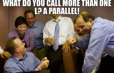 WHAT DO YOU CALL MORE THAN ONE L? A PARALLEL! meme