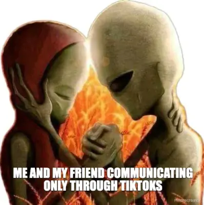 ME AND MY FRIEND COMMUNICATING ONLY THROUGH TIKTOKS - meme