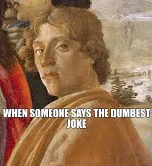 WHEN SOMEONE SAYS THE DUMBEST JOKE meme