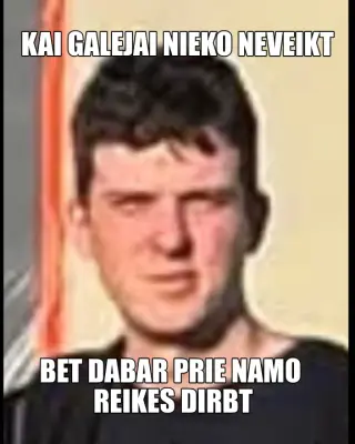 KAI GALEJAI NIEKO NEVEIKT - BET DABAR PRIE NAMO 
REIKES DIRBT meme