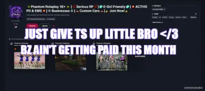 JUST GIVE TS UP LITTLE BRO </3 - BZ AIN'T GETTING PAID THIS MONTH meme