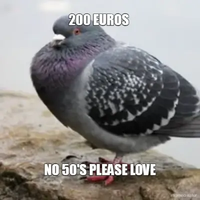 200 EUROS  - NO 50'S PLEASE LOVE meme