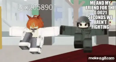 ME AND MY FRIEND FOR THE 0.0021 SECONDS WE AREN'T FIGHTING meme