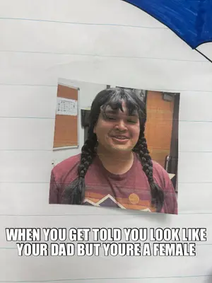 WHEN YOU GET TOLD YOU LOOK LIKE YOUR DAD BUT YOURE A FEMALE meme