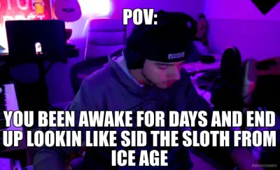 POV: - YOU BEEN AWAKE FOR DAYS AND END UP LOOKIN LIKE SID THE SLOTH FROM ICE AGE