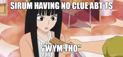 SIRUM HAVING NO CLUE ABT TS - "WYM THO" meme
