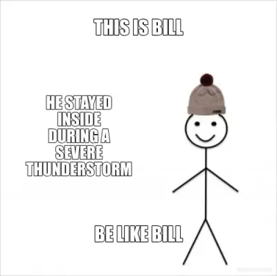 THIS IS BILL - BE LIKE BILL - HE STAYED INSIDE DURING A SEVERE THUNDERSTORM meme