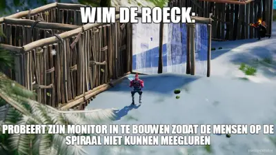 WIM DE ROECK: - PROBEERT ZIJN MONITOR IN TE BOUWEN ZODAT DE MENSEN OP DE SPIRAAL NIET KUNNEN MEEGLUR meme