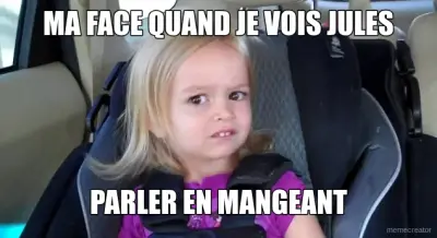 MA FACE QUAND JE VOIS JULES - PARLER EN MANGEANT meme