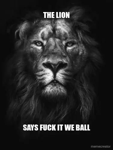 THE LION - SAYS FUCK IT WE BALL meme