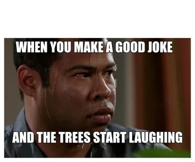 WHEN YOU MAKE A GOOD JOKE - AND THE TREES START LAUGHING meme