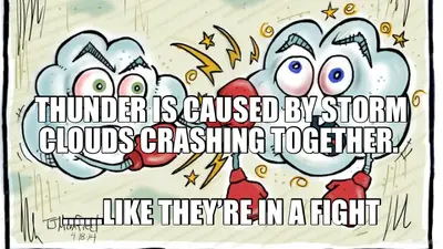 …….LIKE THEY’RE IN A FIGHT  - THUNDER IS CAUSED BY STORM CLOUDS CRASHING TOGETHER. meme