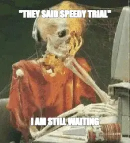 "THEY SAID SPEEDY TRIAL" — I AM STILL WAITING meme