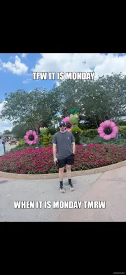 TFW IT IS MONDAY - WHEN IT IS MONDAY TMRW meme