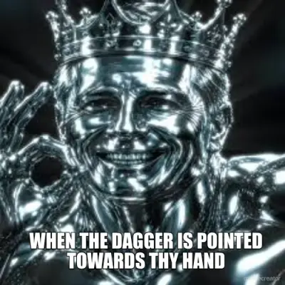 WHEN THE DAGGER IS POINTED TOWARDS THY HAND meme