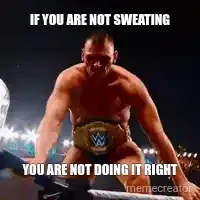 IF YOU ARE NOT SWEATING - YOU ARE NOT DOING IT RIGHT meme