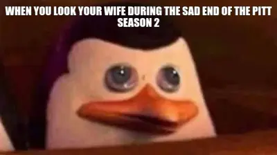WHEN YOU LOOK YOUR WIFE DURING THE SAD END OF THE PITT SEASON 2 meme